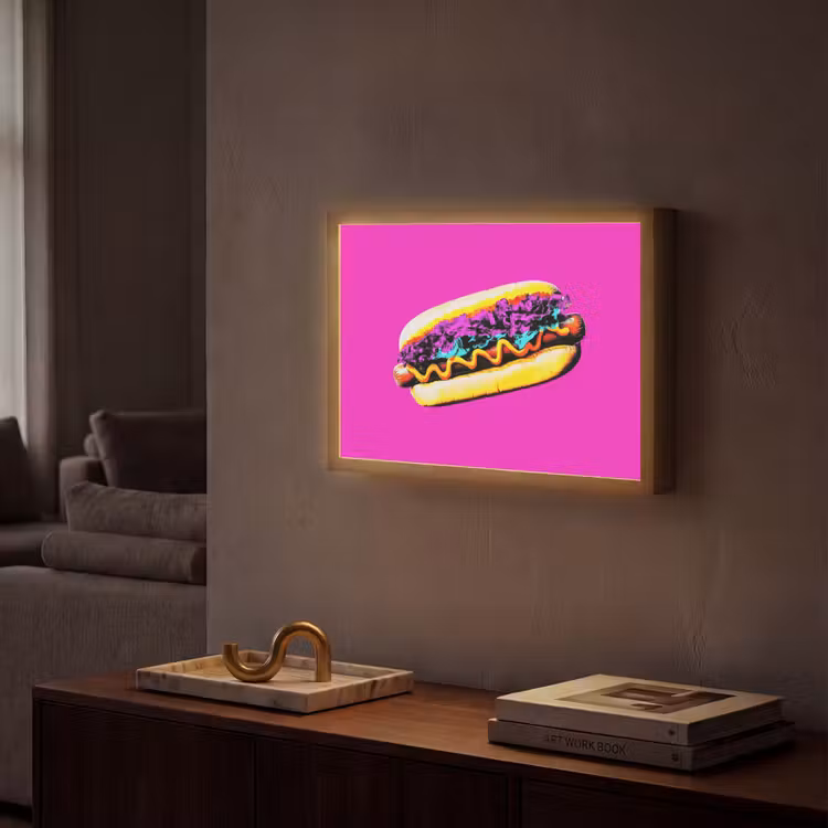 Hotdog - Roze - Retro Light Box met batterij (Wandlamp) middel -sfeer1