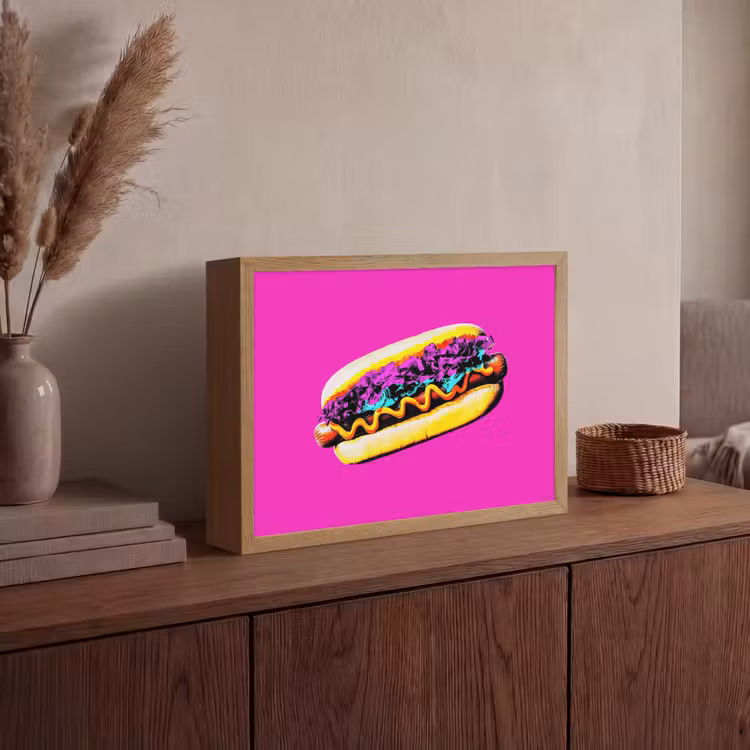 Hotdog - Roze - Retro Light Box met batterij (Wandlamp) middel -sfeer2