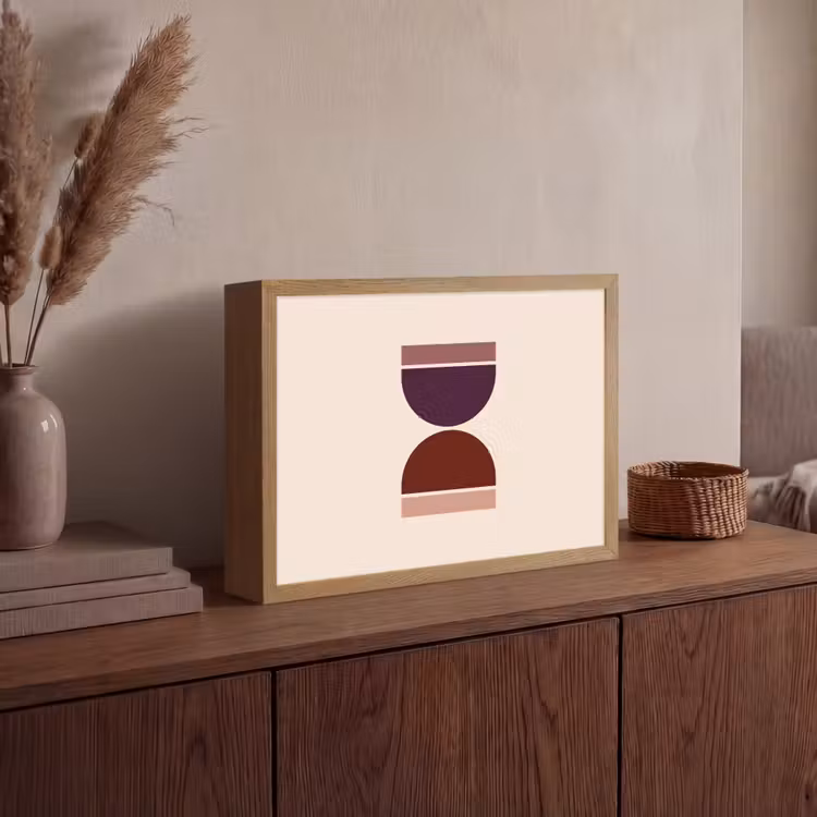 Zandloper - Symmetrisch - Rood - Paars Light Box met batterij (Wandlamp) middel -sfeer2