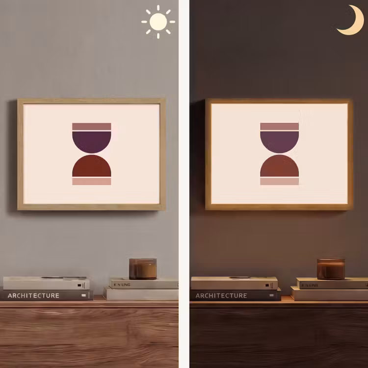 Zandloper - Symmetrisch - Rood - Paars Light Box met batterij (Wandlamp) middel -sfeer3
