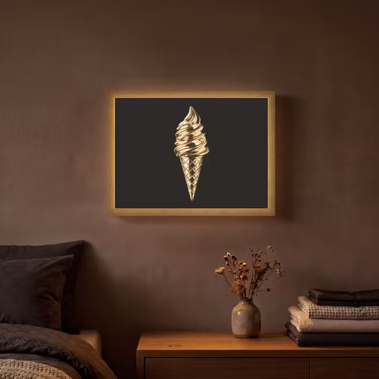 Ijs - Goud - Zwart - Eten Light Box met batterij (Wandlamp) middel -sfeer4