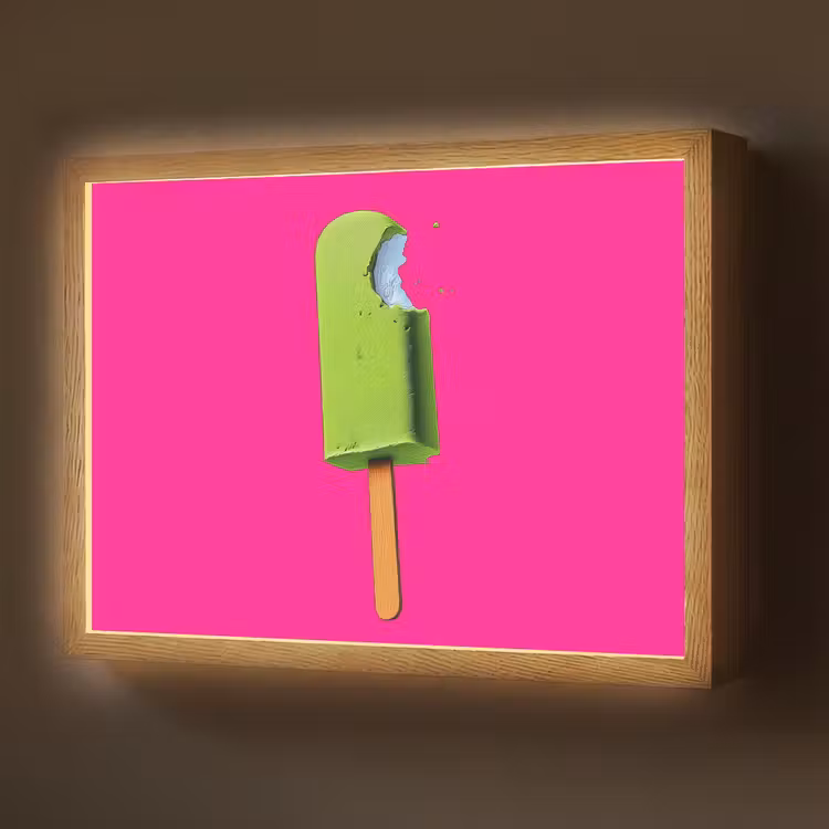 Ijsje - Stokje - Minimalistisch - Groen Light Box met batterij (Wandlamp) middel -z3d_website