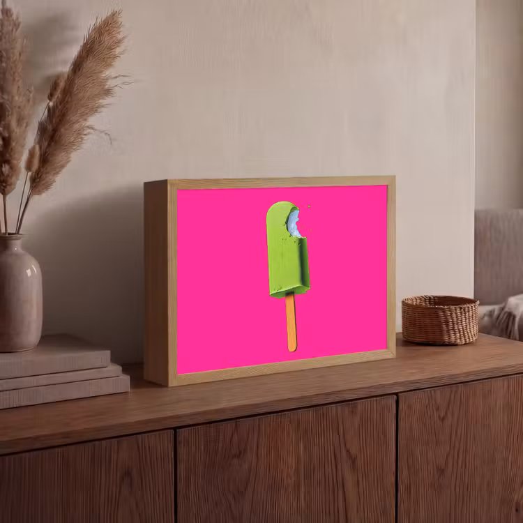 Ijsje - Stokje - Minimalistisch - Groen Light Box met batterij (Wandlamp) middel -sfeer2