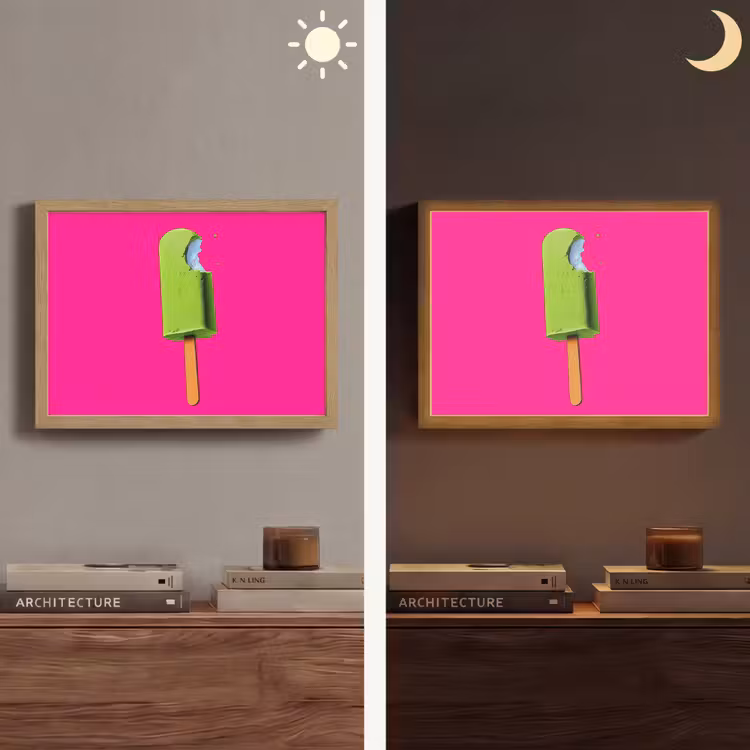 Ijsje - Stokje - Minimalistisch - Groen Light Box met batterij (Wandlamp) middel -sfeer3