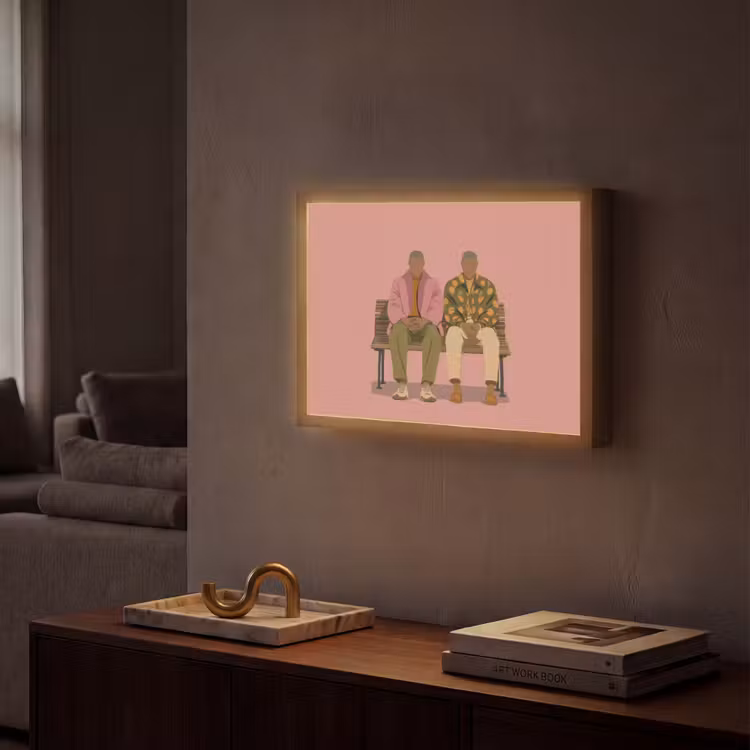Illustratie - Bankje - Personen - Minimalistisch Light Box met batterij (Wandlamp) middel -sfeer1