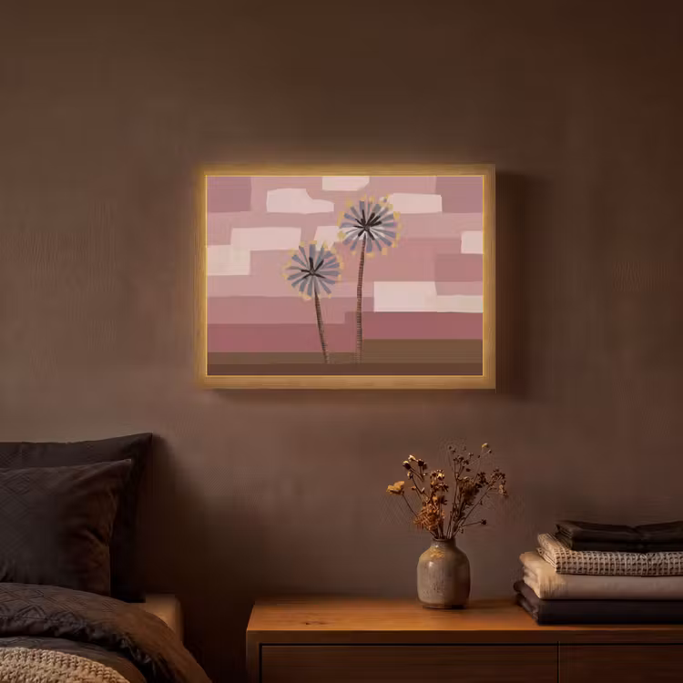 Illustratie - Bloemen - Vlakken - Abstract Light Box met batterij (Wandlamp) middel -sfeer4