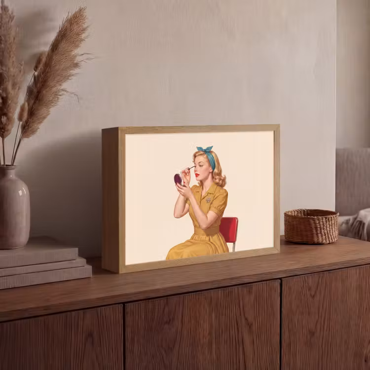 Illustratie - Mascara - Vrouw - Geel Light Box met batterij (Wandlamp) middel -sfeer2