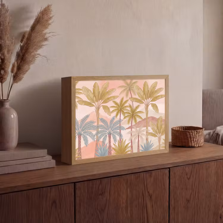 Illustratie - Palmbomen - Kleurrijk Light Box met batterij (Wandlamp) middel -sfeer2