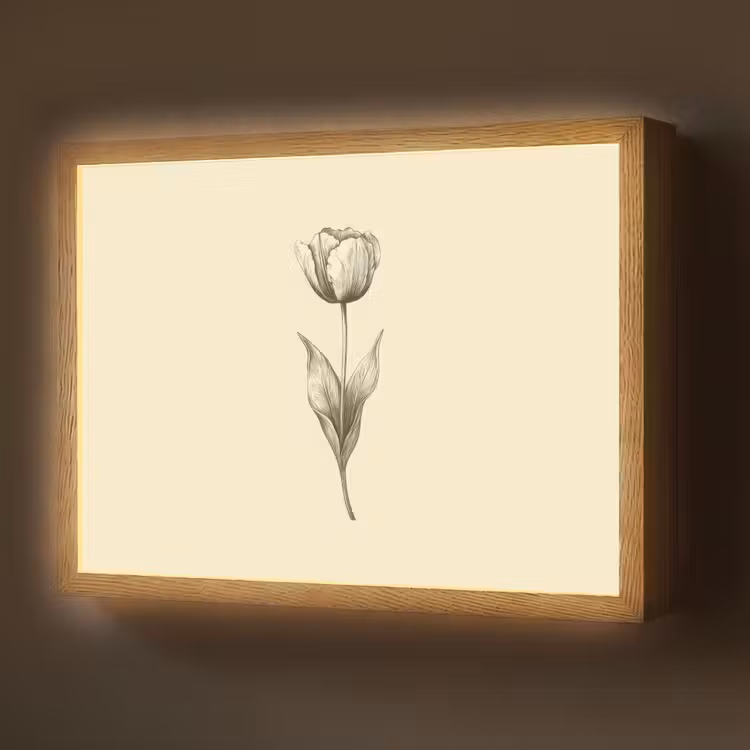 Illustratie - Tulp - Zwart Light Box met batterij (Wandlamp) middel -z3d_website