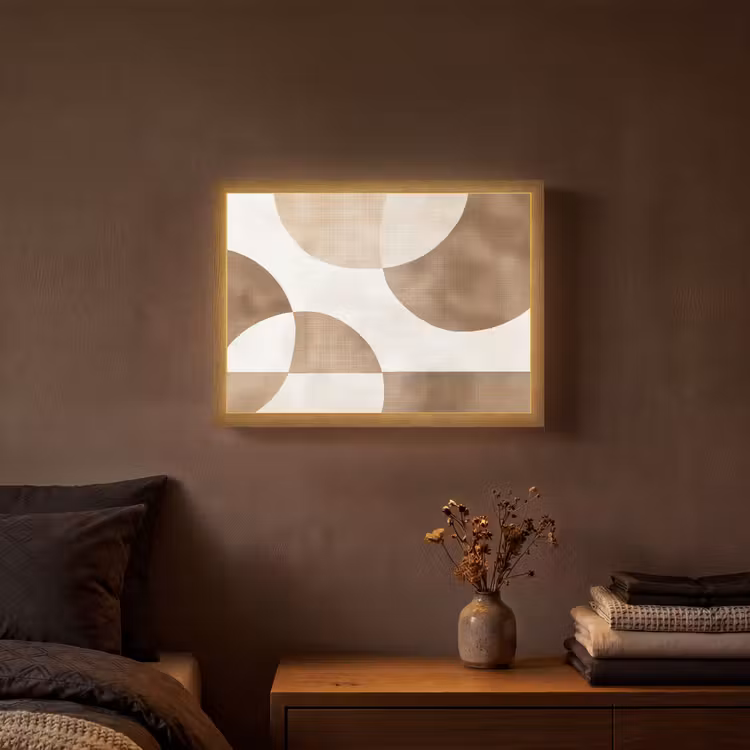 Snijdende cirkels - Overlappende vlakken Light Box met batterij (Wandlamp) middel -sfeer4