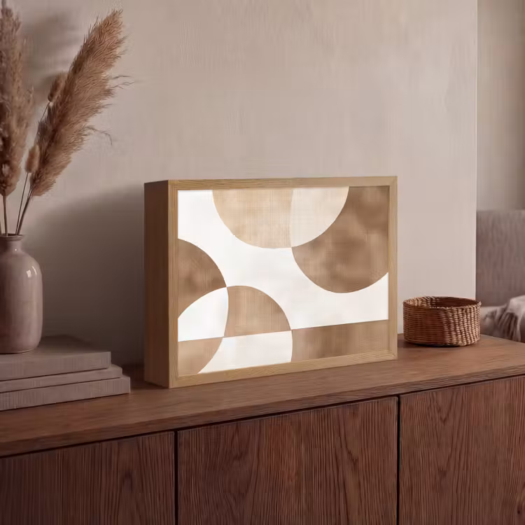 Snijdende cirkels - Overlappende vlakken Light Box met batterij (Wandlamp) middel -sfeer2