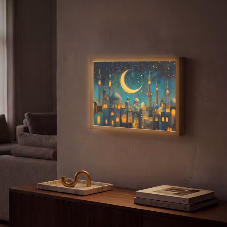 Islamitisch - Moskee - Ramadan - Islam Light Box met batterij (Wandlamp) middel -sfeer1