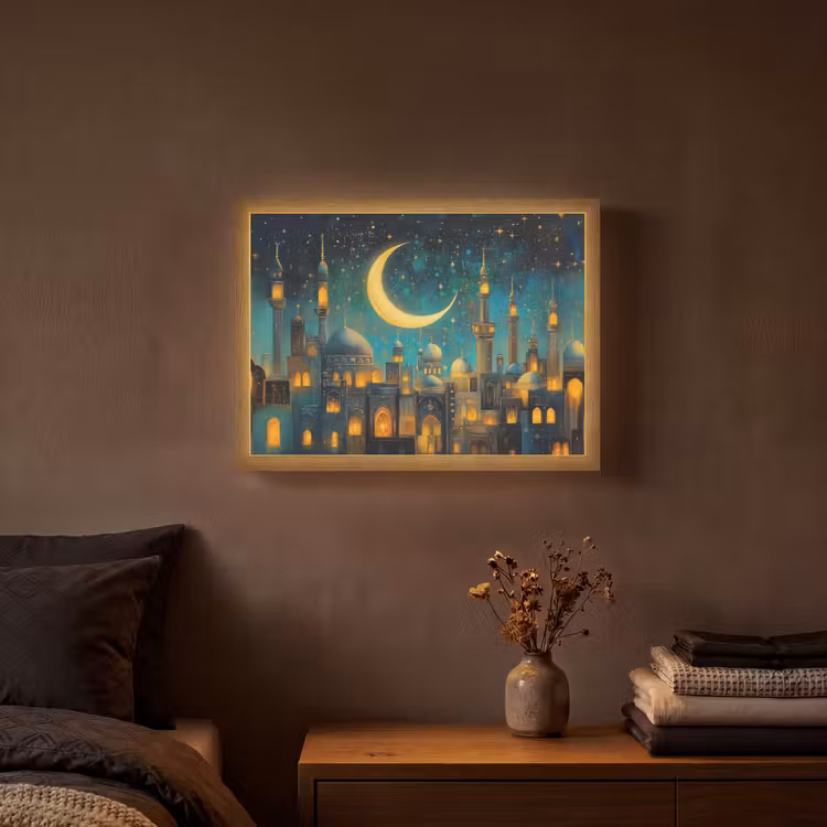Islamitisch - Moskee - Ramadan - Islam Light Box met batterij (Wandlamp) middel -sfeer4