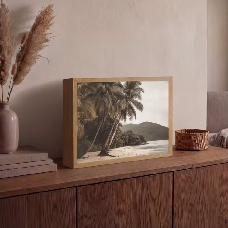 Eiland - Palmboom - Zee Light Box met batterij (Wandlamp) middel -sfeer2