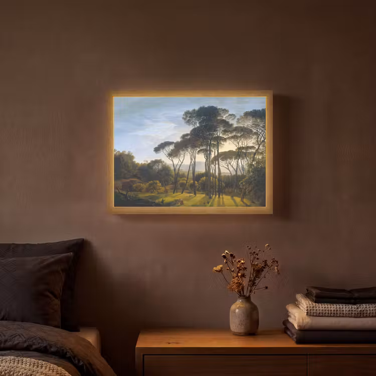 Italiaans landschap met parasoldennen - Kunst - Oude meesters Light Box met batterij (Wandlamp) middel -sfeer4