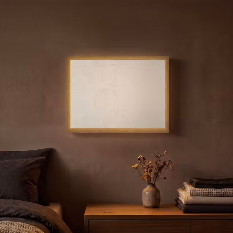 Japandi - Beige - Modern Light Box met batterij (Wandlamp) middel -sfeer4