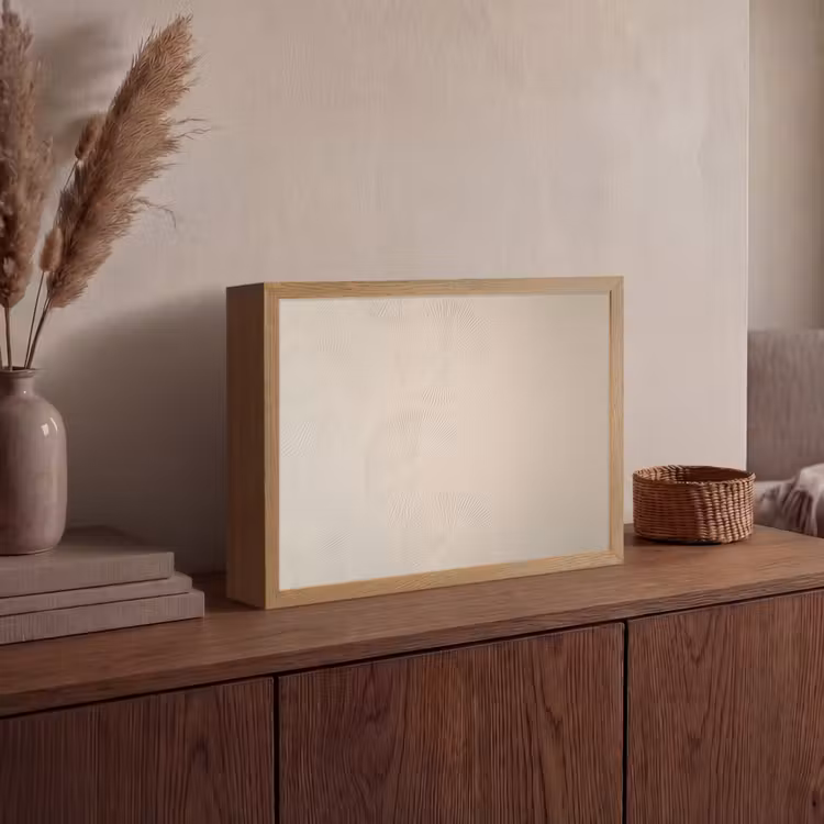 Japandi - Beige - Modern Light Box met batterij (Wandlamp) middel -sfeer2