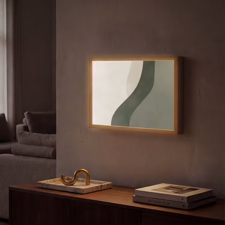 Japandi - Groen - Abstract - Modern Light Box met batterij (Wandlamp) middel -sfeer1