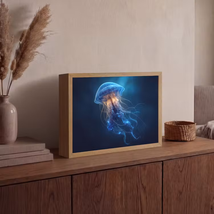 Kwal - Lichtgevend - Tentakels - Blauw Light Box met batterij (Wandlamp) middel -sfeer2