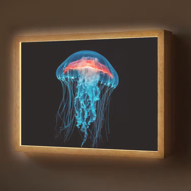 Kwal - Tentakels - Blauw - Licht Light Box met batterij (Wandlamp) middel -z3d_website