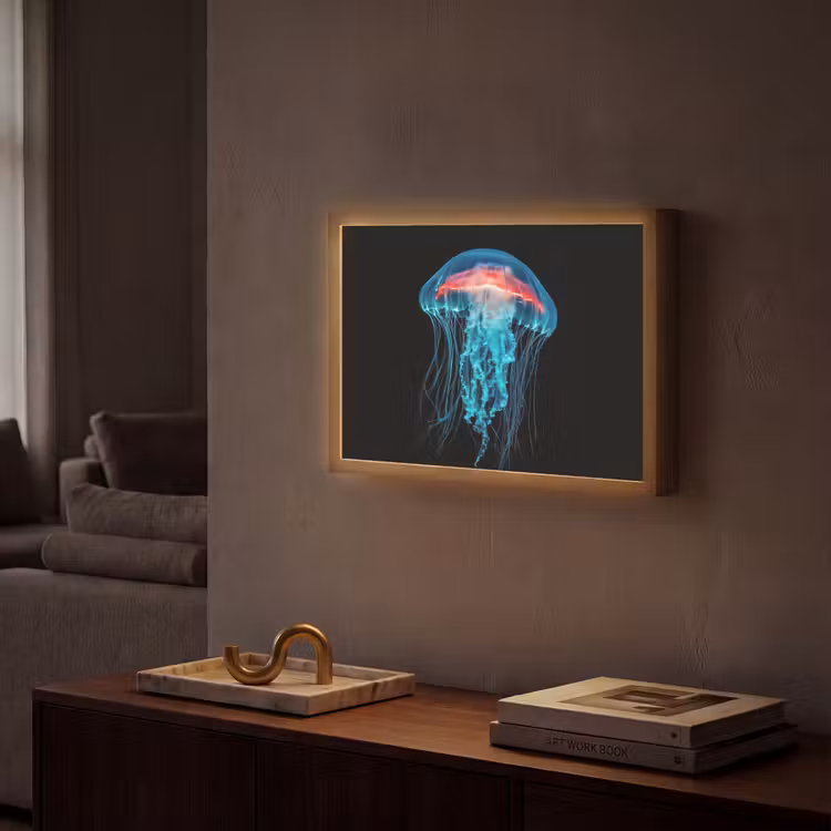Kwal - Tentakels - Blauw - Licht Light Box met batterij (Wandlamp) middel -sfeer1