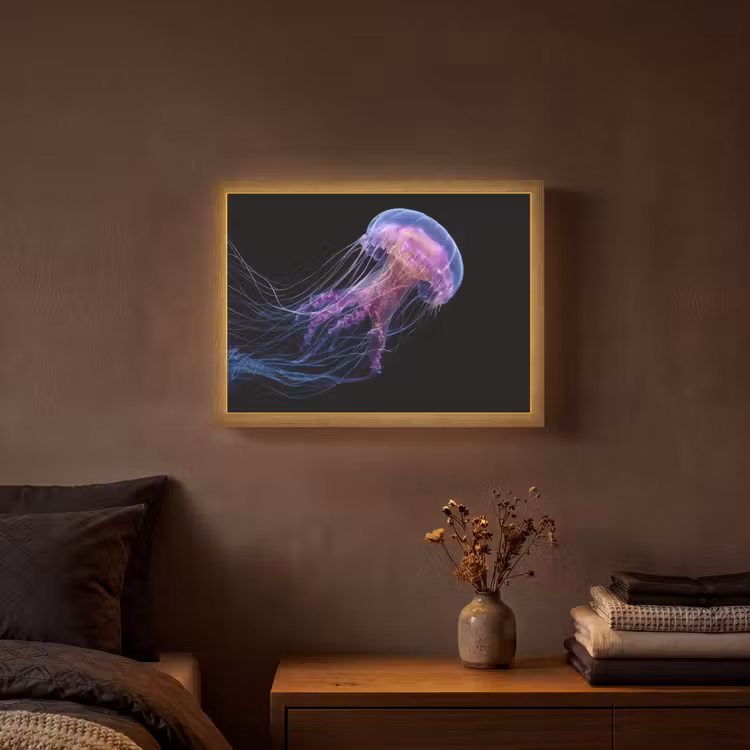 Kwal - Doorzichtig - Roze - Tentakels Light Box met batterij (Wandlamp) middel -sfeer4