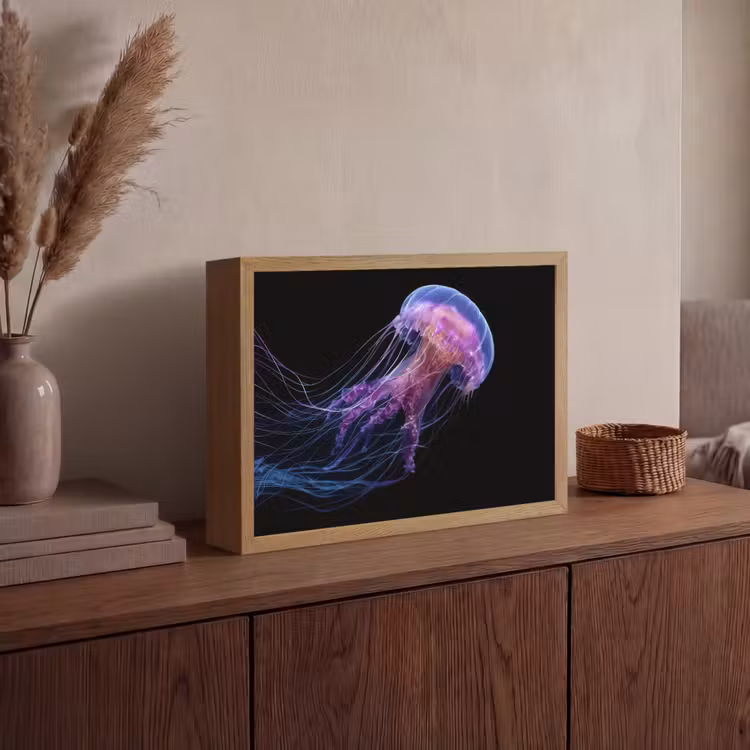 Kwal - Doorzichtig - Roze - Tentakels Light Box met batterij (Wandlamp) middel -sfeer2