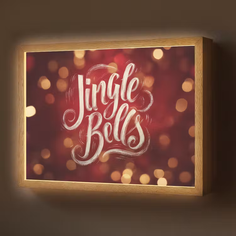 Jingle - Bells - Kerst - Rood Light Box met batterij (Wandlamp) middel -z3d_website