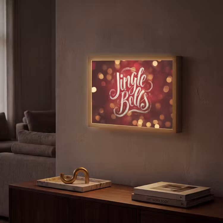 Jingle - Bells - Kerst - Rood Light Box met batterij (Wandlamp) middel -sfeer1
