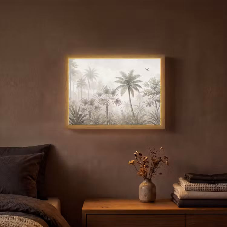 Jungle - Palmbomen - Natuur Light Box met batterij (Wandlamp) middel -sfeer4
