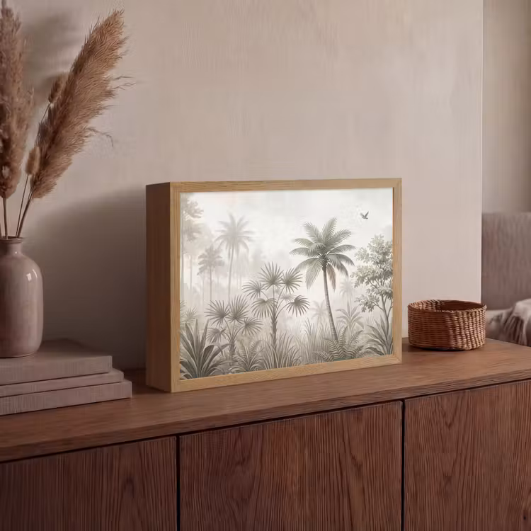 Jungle - Palmbomen - Natuur Light Box met batterij (Wandlamp) middel -sfeer2