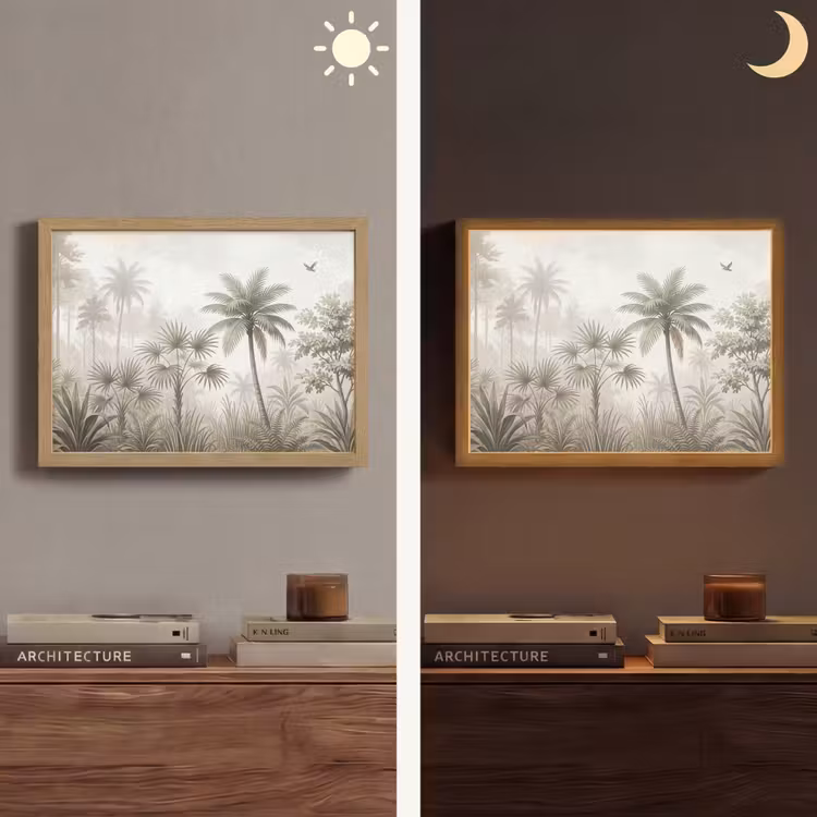 Jungle - Palmbomen - Natuur Light Box met batterij (Wandlamp) middel -sfeer3