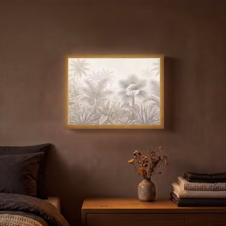 Jungle - Tropisch - Natuur -Vintage - Beige Light Box met batterij (Wandlamp) middel -sfeer4