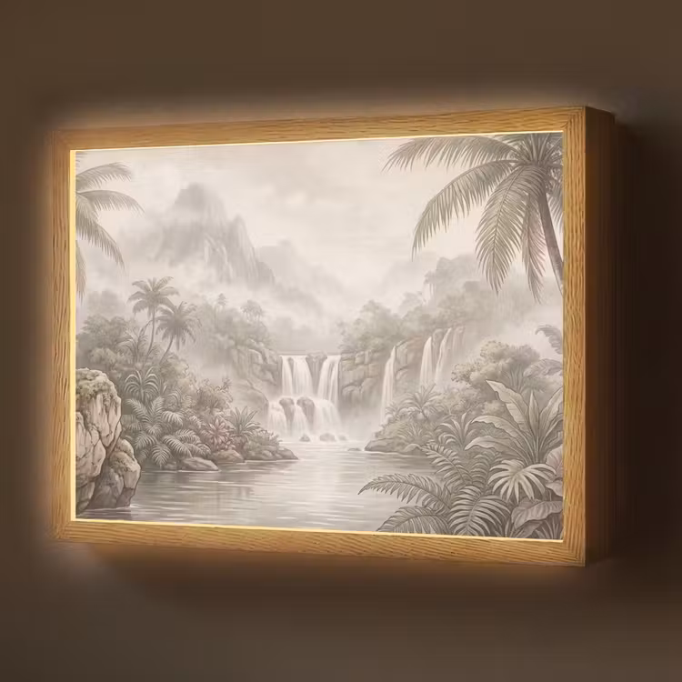 Jungle - Watervallen - Tropisch - Illustratie Light Box met batterij (Wandlamp) middel -z3d_website
