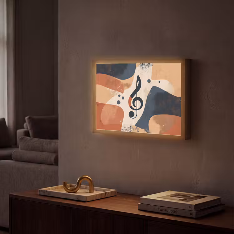 Sleutel - G - Abstract - Beige Light Box met batterij (Wandlamp) middel -sfeer1