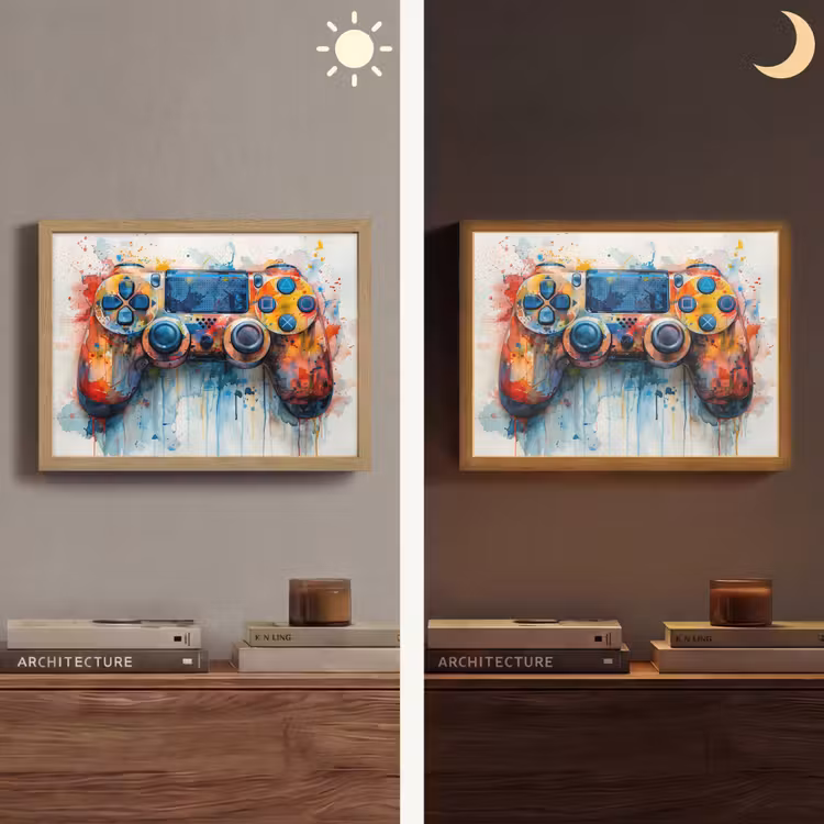 Kinder- en tiener kamer - Gaming - Game controller Light Box met batterij (Wandlamp) middel -sfeer3