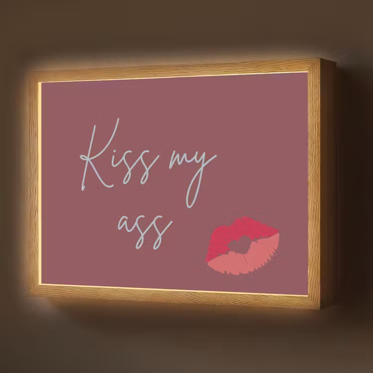 Kiss my ass - Lip - Bordeaux Light Box met batterij (Wandlamp) middel -z3d_website