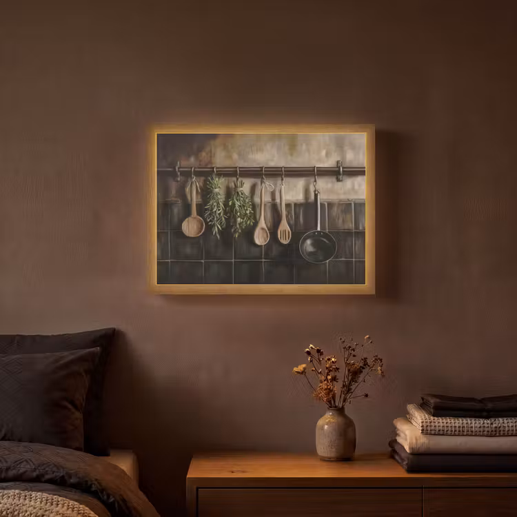 Keukengerei - Rustiek - Tegels - Kruiden Light Box met batterij (Wandlamp) middel -sfeer4
