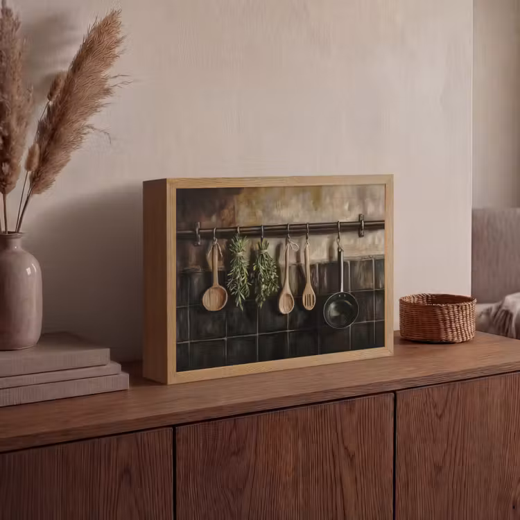 Keukengerei - Rustiek - Tegels - Kruiden Light Box met batterij (Wandlamp) middel -sfeer2