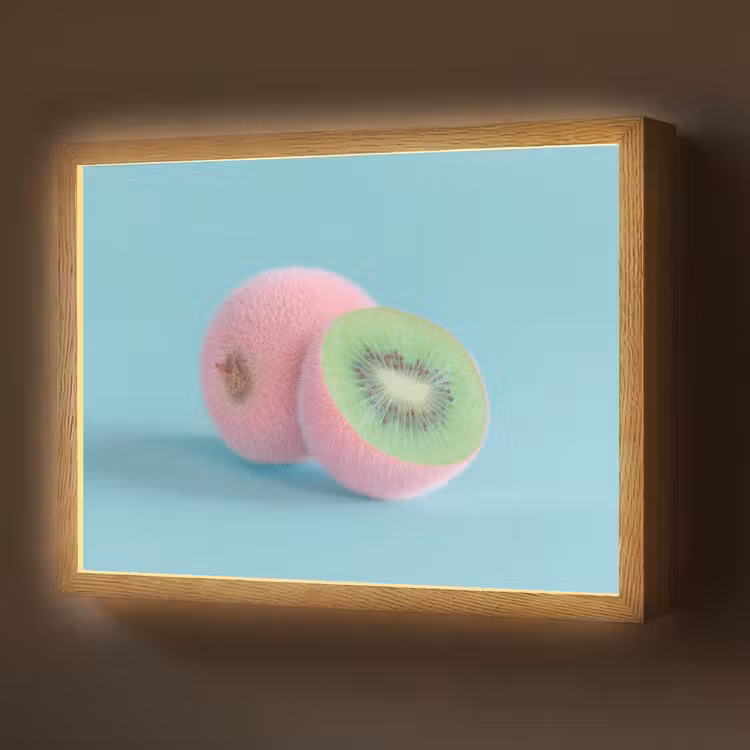 Kiwi - Blauw - Surrealistisch Light Box met batterij (Wandlamp) middel -z3d_website