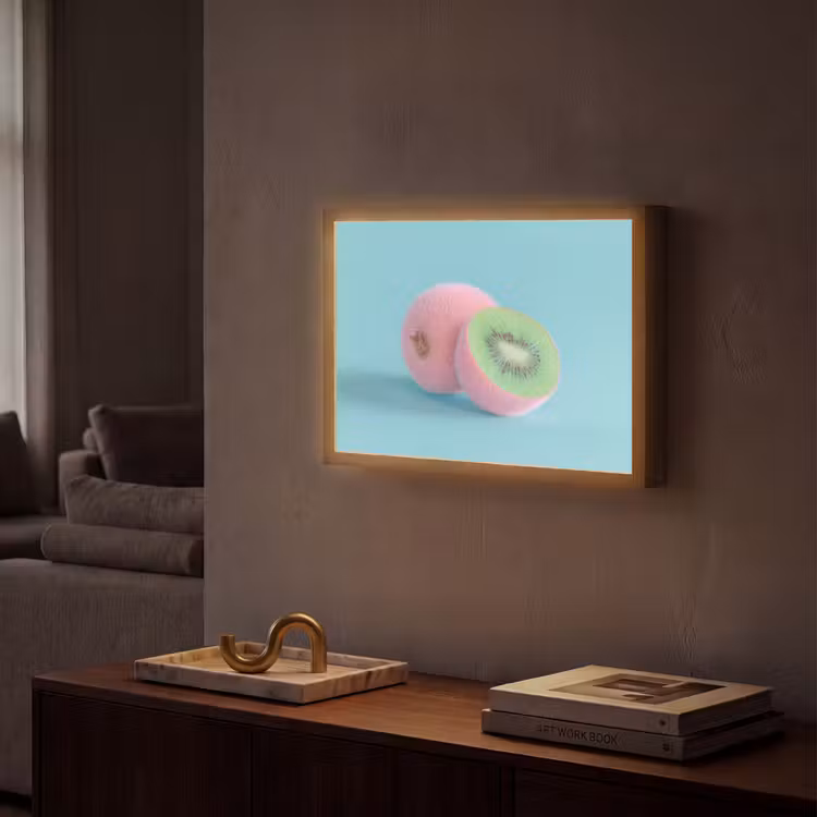 Kiwi - Blauw - Surrealistisch Light Box met batterij (Wandlamp) middel -sfeer1