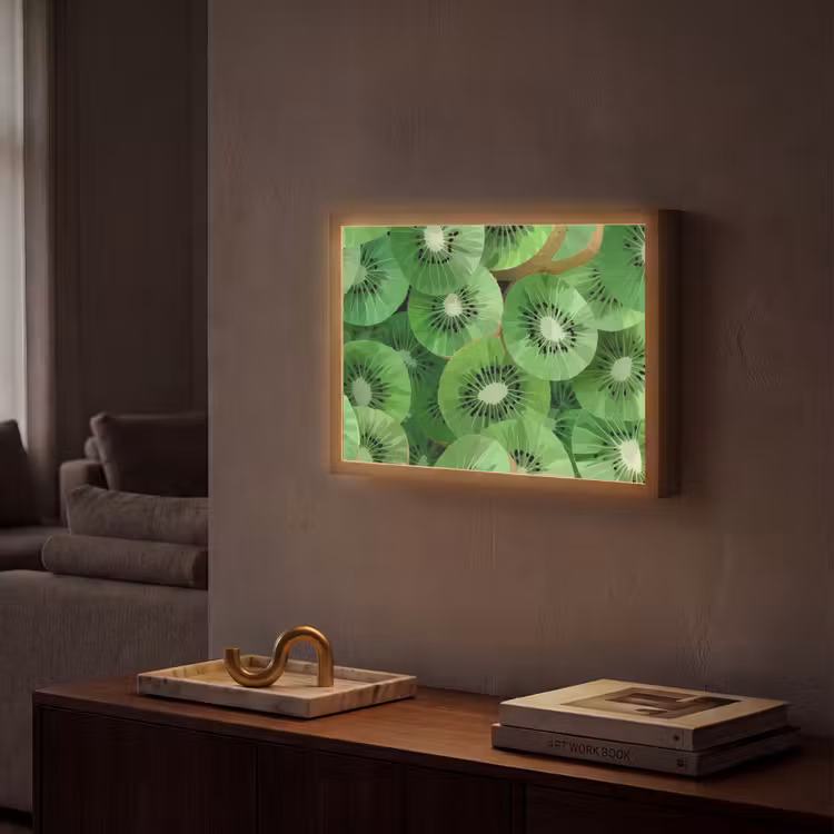 Kiwi - Groen - Pitten Light Box met batterij (Wandlamp) middel -sfeer1