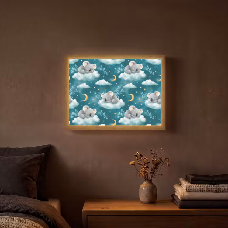 Koala's - Betoverend - Blauw Light Box met batterij (Wandlamp) middel 907 -sfeer4