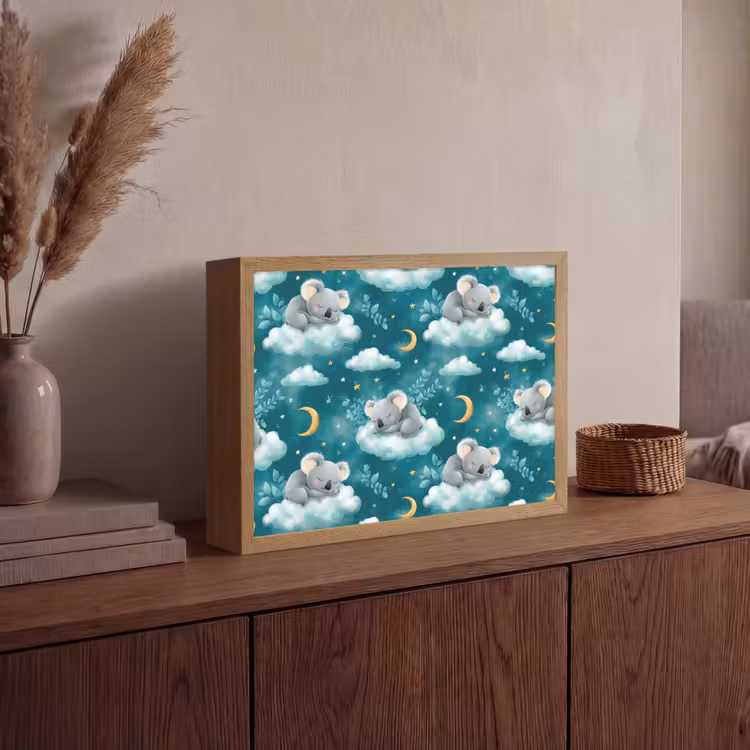Koala's - Betoverend - Blauw Light Box met batterij (Wandlamp) middel 907 -sfeer2