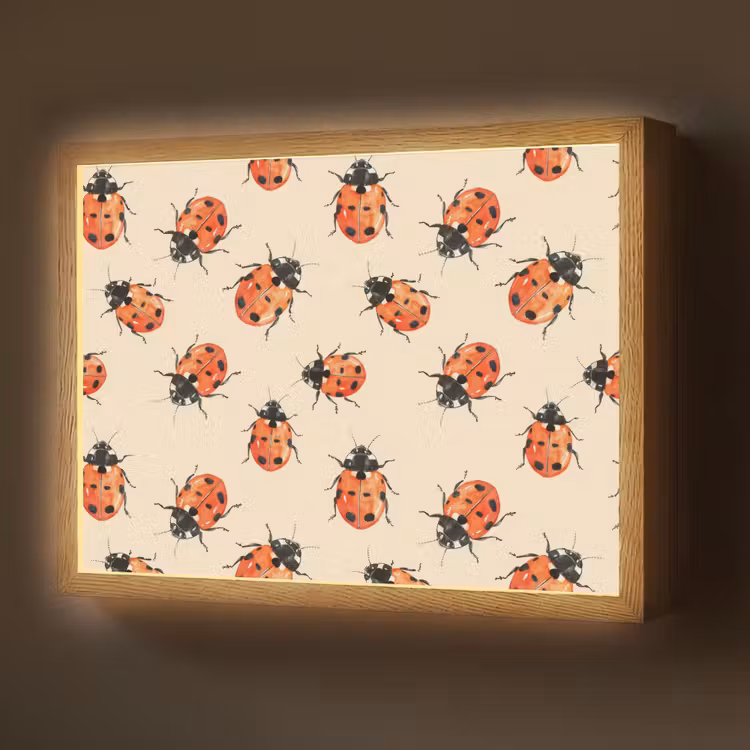 Lieveheersbeestjes - Patroon - Rood Light Box met batterij (Wandlamp) middel 907 -z3d_website