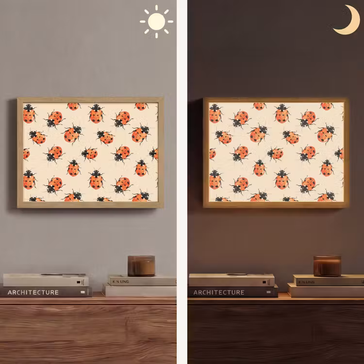 Lieveheersbeestjes - Patroon - Rood Light Box met batterij (Wandlamp) middel 907 -sfeer3