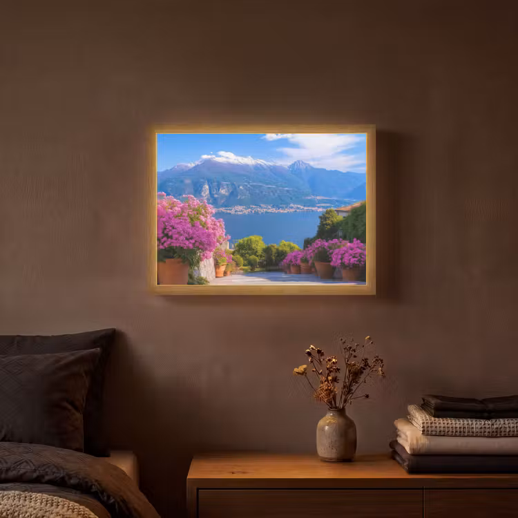Lake Como - Italië - Landschap Light Box met batterij (Wandlamp) middel -sfeer4