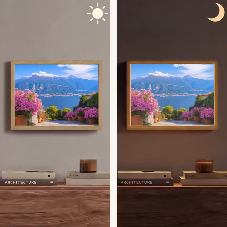 Lake Como - Italië - Landschap Light Box met batterij (Wandlamp) middel -sfeer3