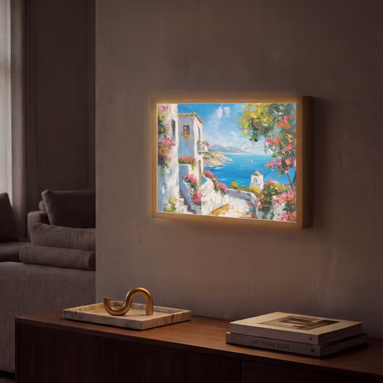 Landschap - Bloemen - Natuur - Zomer Light Box met batterij (Wandlamp) middel -sfeer1