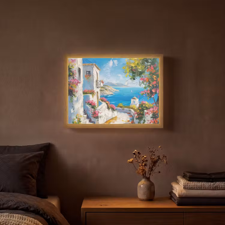 Landschap - Bloemen - Natuur - Zomer Light Box met batterij (Wandlamp) middel -sfeer4